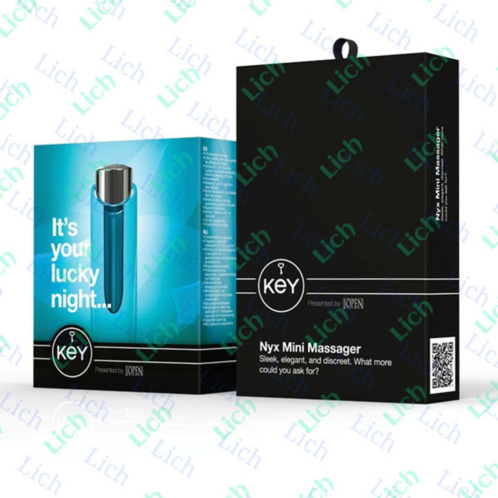 Голубой вибратор со снимающейся насадкой Nyx Key