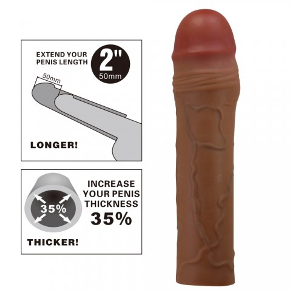 Реалистичная насадка на пенис Chane (18 см) коричневая