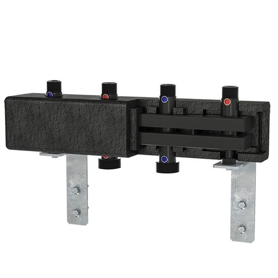 Коллектор Hoobs на 2 отопительных контура с теплоизоляцией, гайки из чугуна (HB-CDF70/125-2)