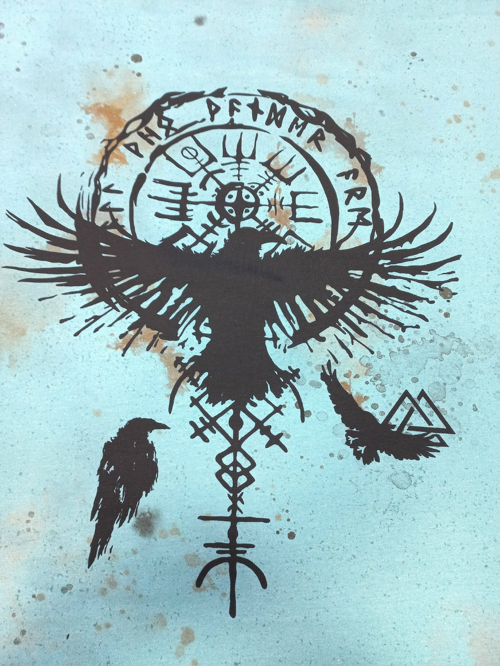 Кулирка с лайкрой Купон Ворон РУНЫ 80см