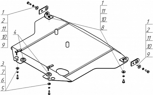 Усиленная защита Motodor картера двигателя, радиатора. 2 мм, сталь. для Lexus GS 300 1997-2005 арт.05006