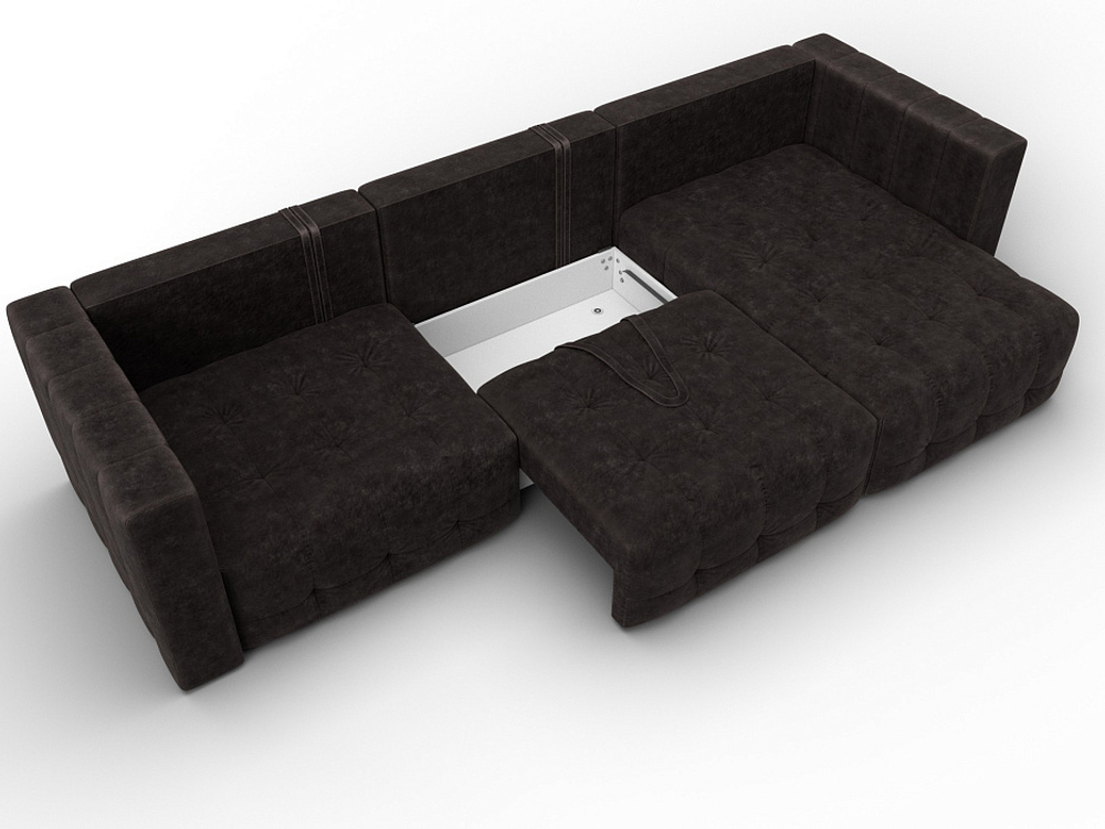 Диван угловой Лига-052 НПБ Лонг угол универсальный, BRUT 17 ВЕЛЮР коричневый