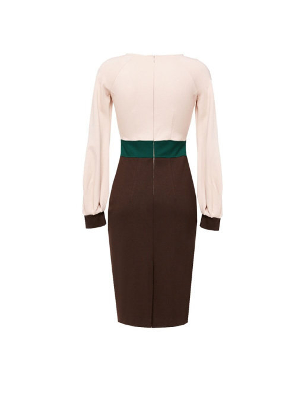 Платье с отрезным лифом коричнево-бежевое 07-02-19FW