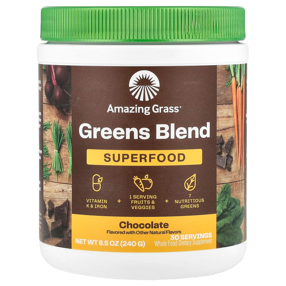 Amazing Grass, смесь зелени, суперфуд, шоколад, 240 г (8,5 унции)