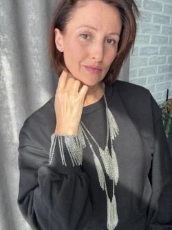 Браслет "Бахрома, оттенок серебро