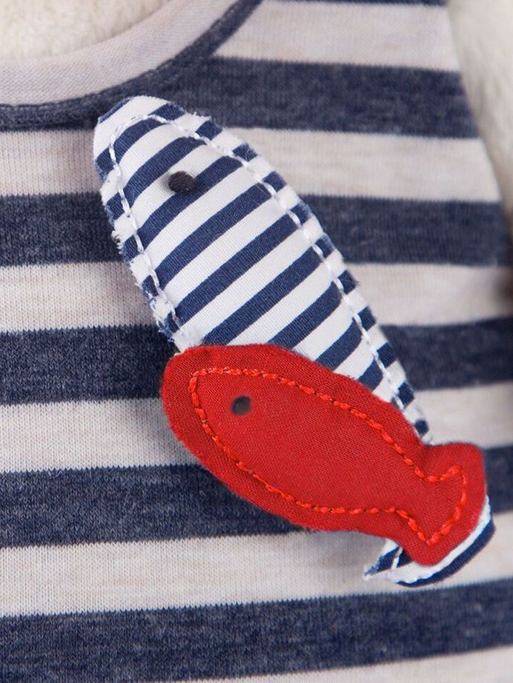 Мягкая игрушка Бартоломей в комбинезоне в полоску 33см