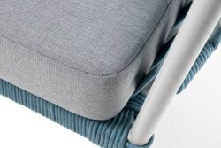 "Диего" диван 2-местный плетеный из роупа, каркас алюминий светло-серый (RAL7035) муар, роуп бирюзовый круглый, ткань светло-серая