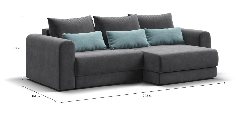 Модульный угловой диван РИЧМОНД MODOOL Велюр Monolit серый