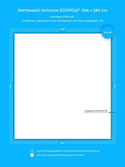 Матовый натяжной потолок 8.6 м2