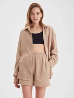 Костюм - пижама с шортами из муслина домашний оверсайз