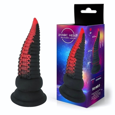 Черно-красный фантазийный анальный стимулятор-щупальце - 12,5 см. (Цвет: черный с красным)