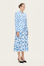 Голубая юбка-миди с цветочным принтом "Фелиция"