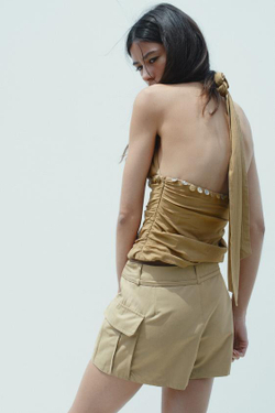 ZARA ЮБКА-ШОРТЫ КАРГО, СВЕТЛЫЙ ХАКИ