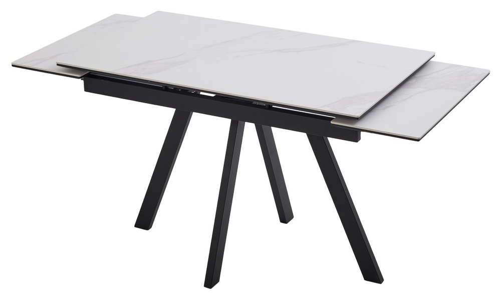 Стол НЕО-2 115 MATTE БЕЛЫЙ МРАМОР, керамика / Черный каркас, М-City