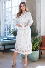 Длинный халат Daisy из нежного принтованного хлопка (Размер: XL-XXL) (Цвет: белый)