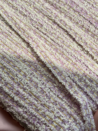 Тесьма твидовая лавандовая (сиреневая, фиолетовая) с золотым люрексом