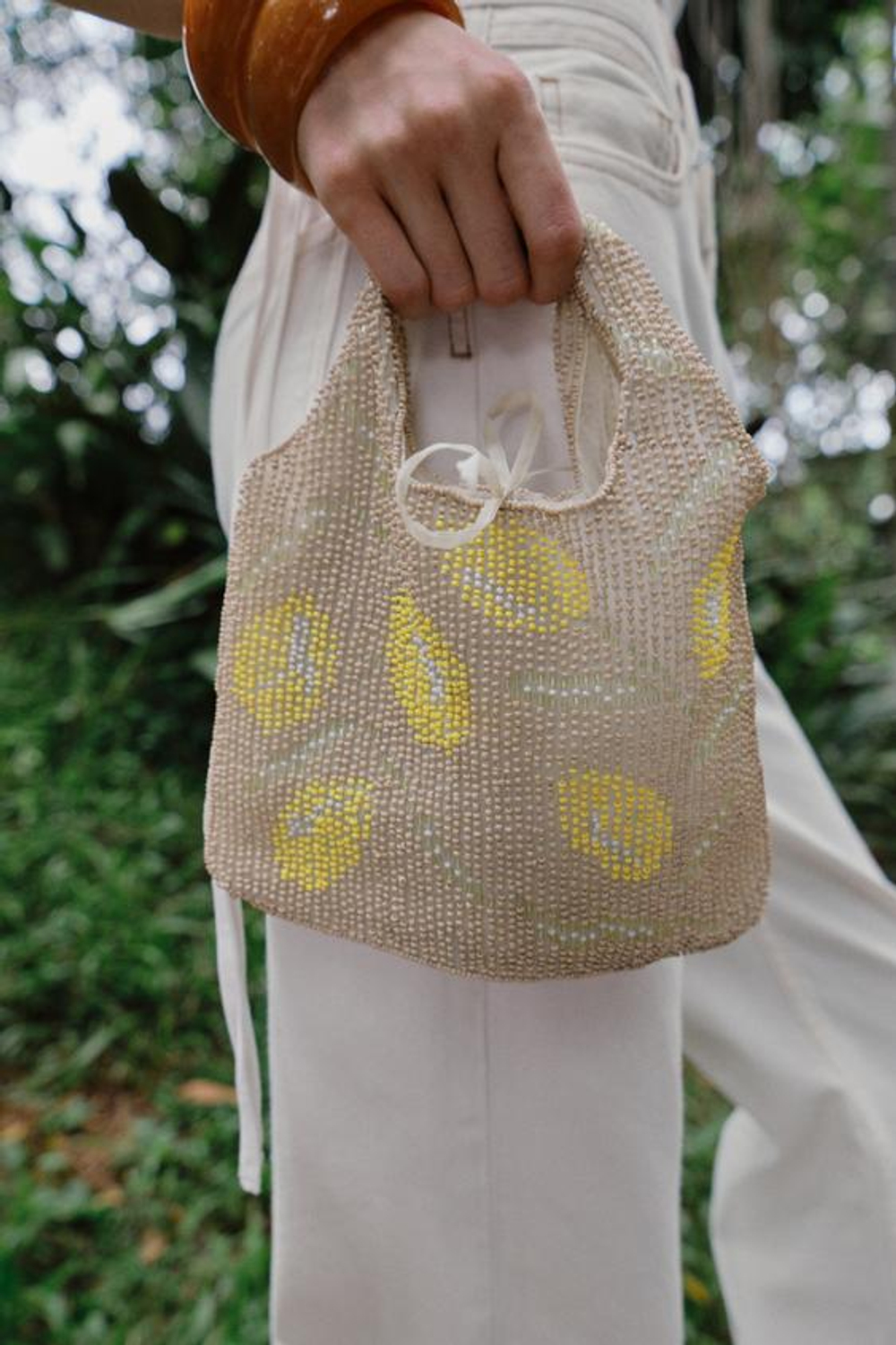 ZARA МИНИ-СУМКА ИЗ БИСЕРА, ЖЕЛТЫЙ