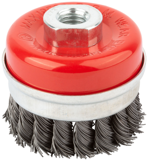Корщетка-чашка, гайка М14, стальная витая проволока с бандажом, Профи  65 мм 39506