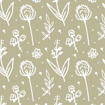 Бесшовный принт c осенней ботаникой