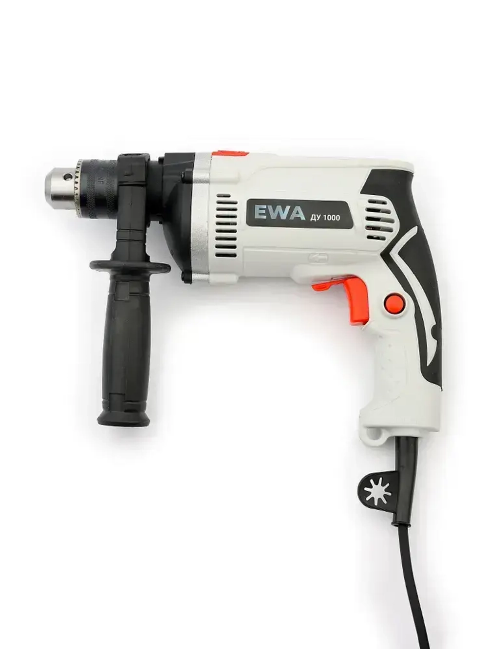 Дрель ударная электрическая , EWA ДУ 1000, 1000 Вт, регулировка оборотов 0-3200 об/мин, 40000 уд/мин, патрон 13 мм