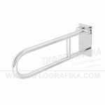 Поручень откидной опорный для санузла, со стопорным механизмом, без бумагодержателя, пристенный, нерж. сталь, 800x230 мм, D38 мм