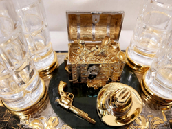 Подарочный набор стопок "Ковбой. За удачу!" на мраморе с чернением