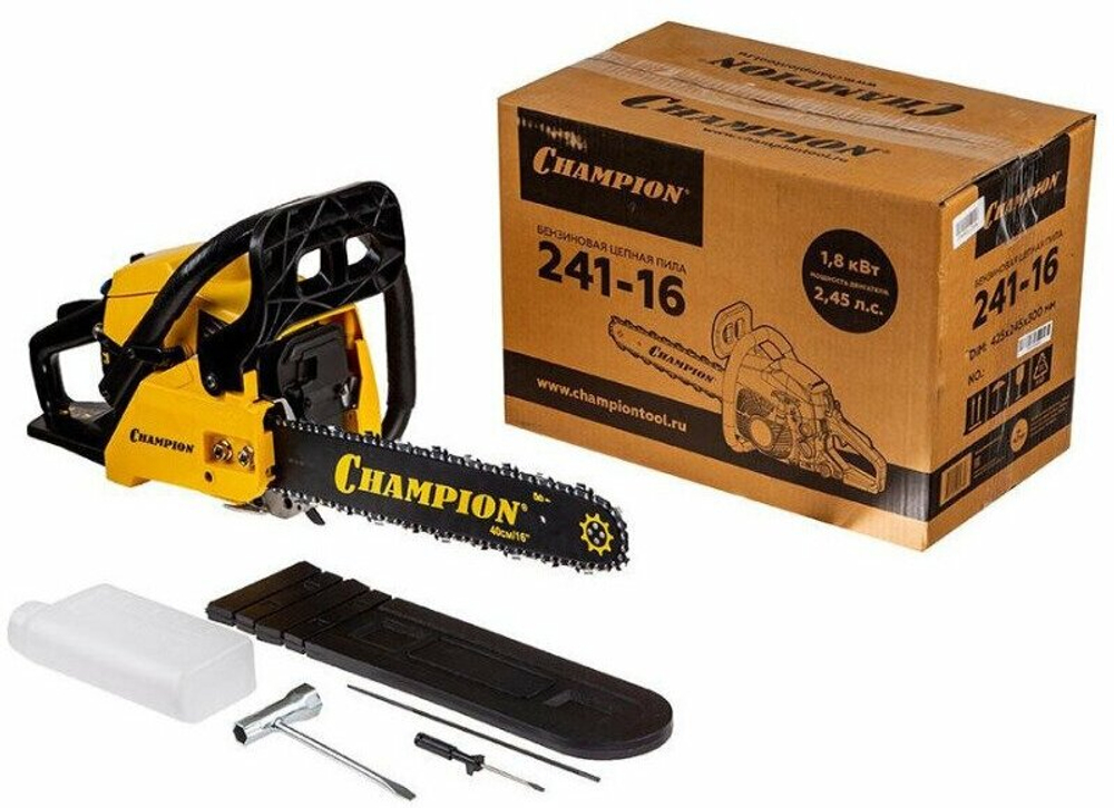 Бензопила цепная CHAMPION 241-16 (1,8кВт / 40см3 легкий старт, 4,7кг)