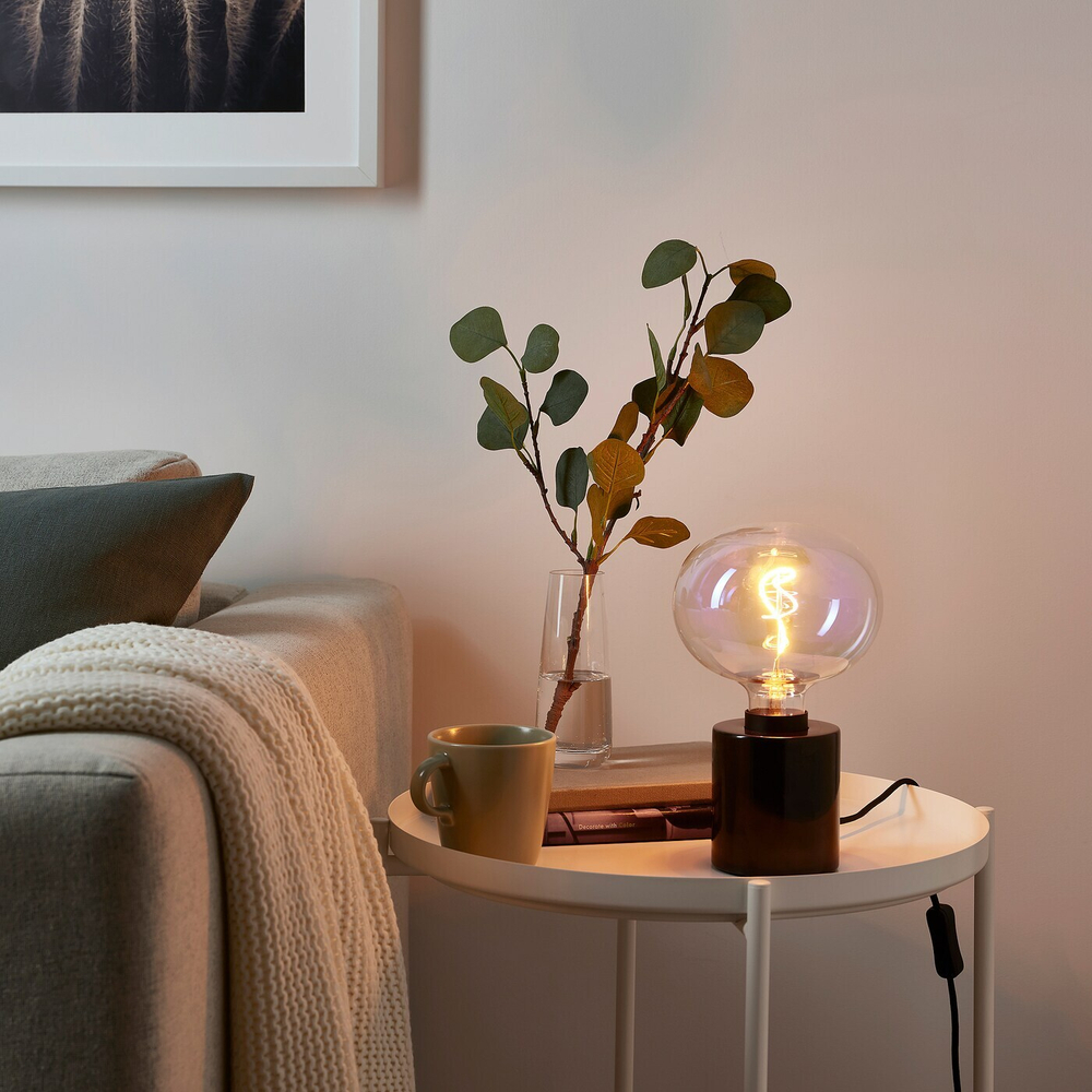IKEA MARKFROST  (ИКЕА МАРКФРОСТ)  -  / MOLNART Настольная лампа с лампочкой, черный мрамор/эллипс в форме многоцветия