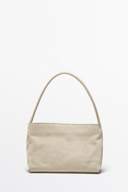 Massimo Dutti Сумка через плечо из натуральной замши, экрю