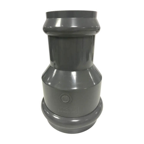 Патрубок напорный НПВХ 125 переходной двухраструбный под уплотнительное кольцо, цвет серый (Россия)