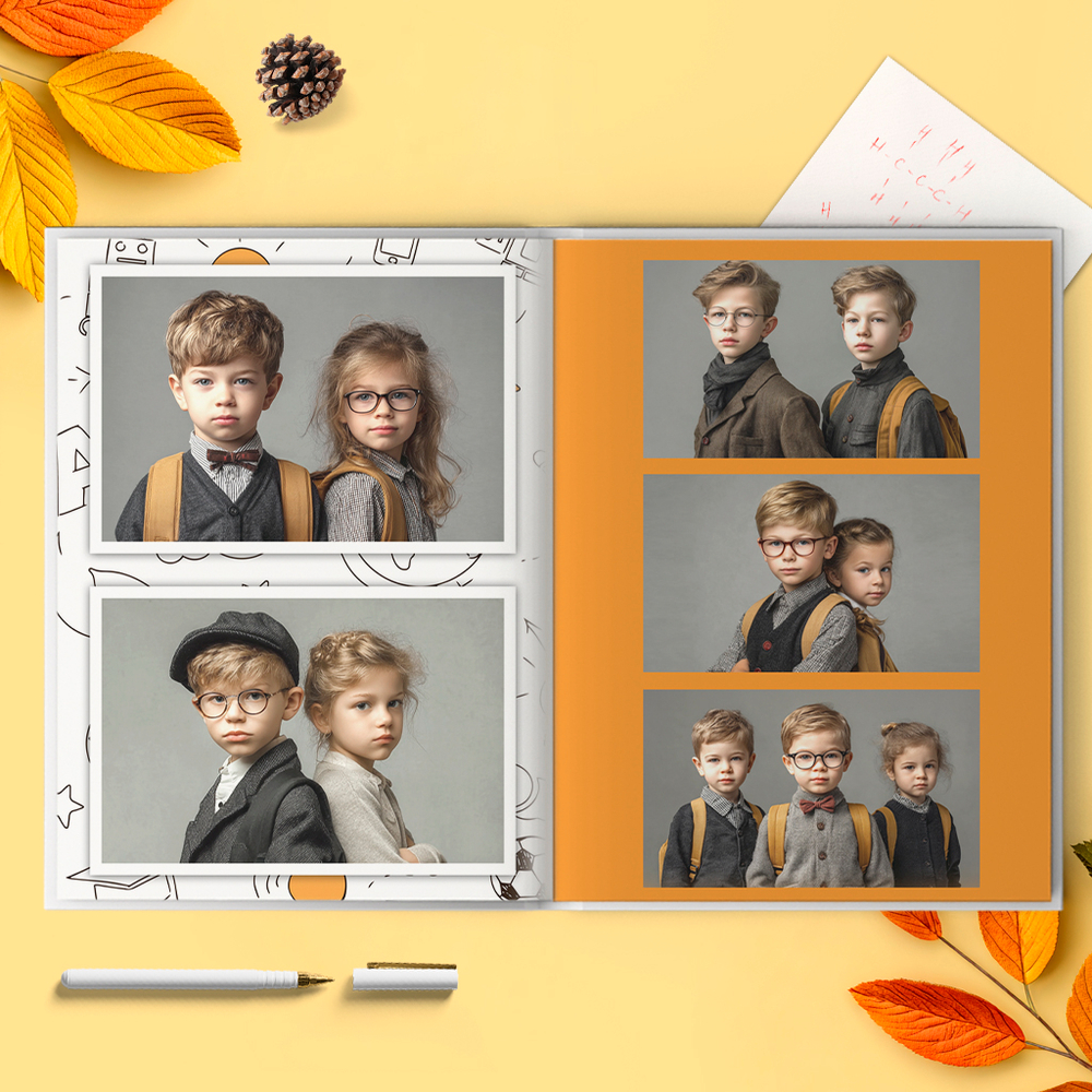 PSD-Шаблон фотокниги "Школьный день"
