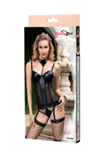 Корсет, танга и чулки Candy Girl Aurora черные OS