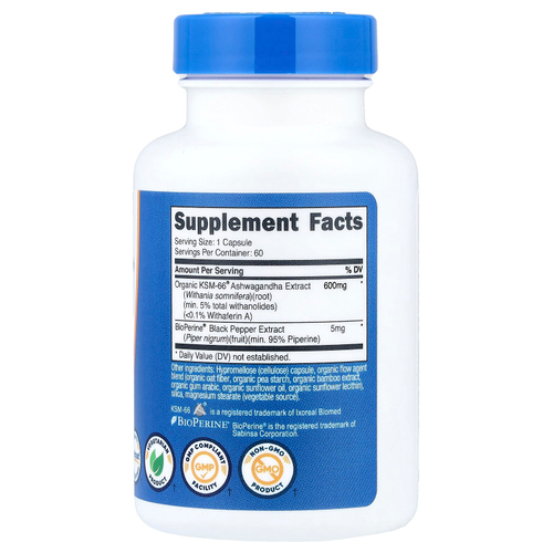 Nutricost, KSM-66®, экстракт корня ашваганды, 60 капсул