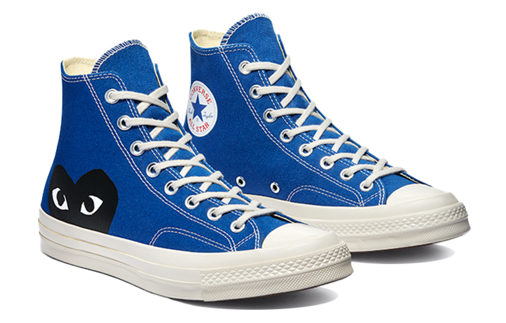 CDG Play x Converse 1970s Rei Kawakubo trend all-match non-slip wear-resistant lightweight high-top canvas shoes for men and women the same style blue and black