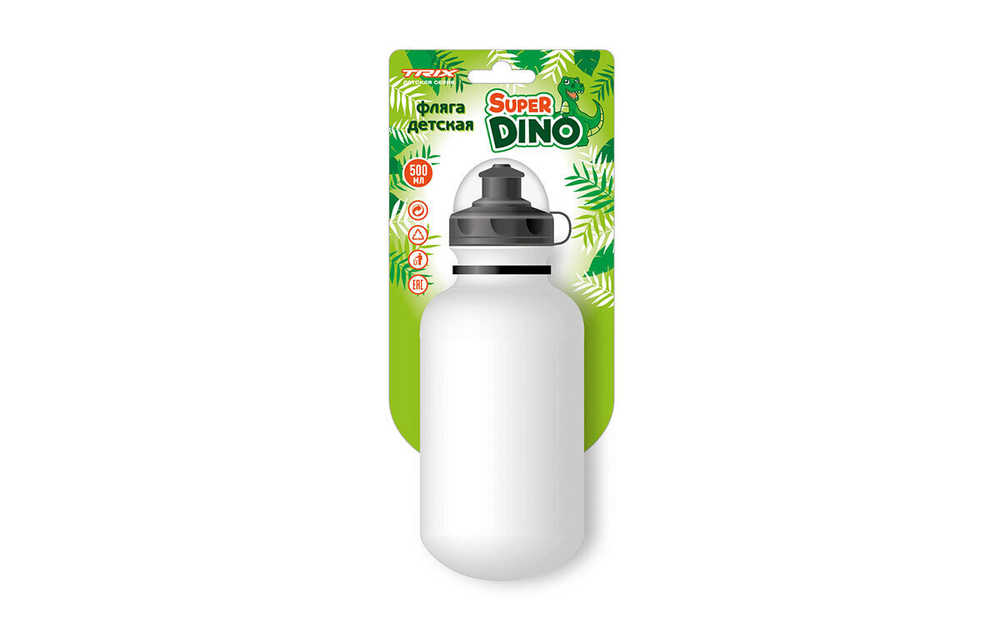 Фляга TRIX Super Dino детская, 500 мл, защитная крышка, LDPE