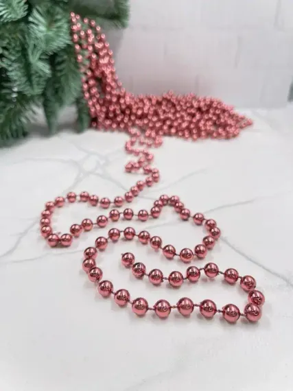 Пластиковые бусы Бисер 8 мм.*10 м., розовый, Christmas DeLuxe (89727)