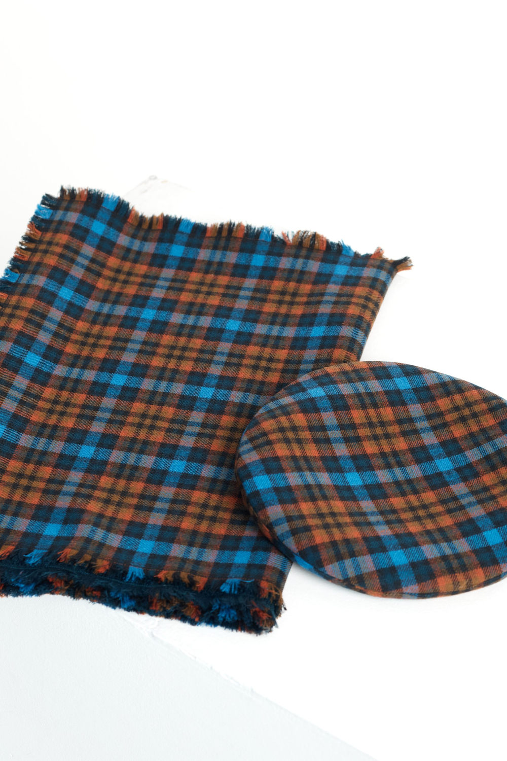 Шарф палантин клетка/синий