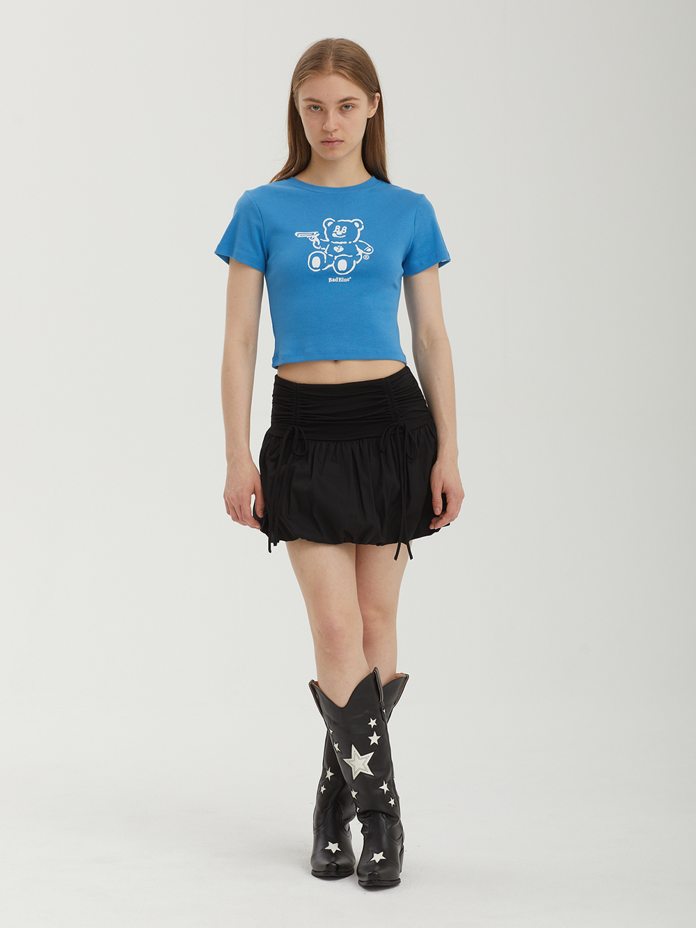 Юбка Black Puff Mini With Ruching At The Waistband