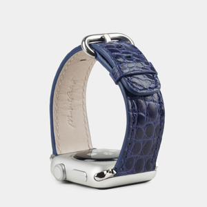 Ремешок для Apple Watch 40/41/42 mm из кожи аллигатора, цвета синего лак