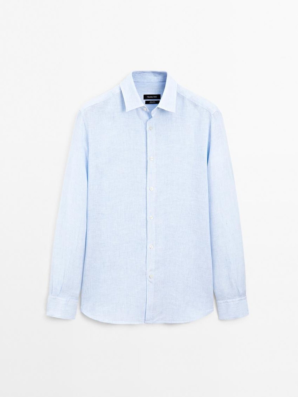 Massimo Dutti Льняная рубашка, небесно-голубой