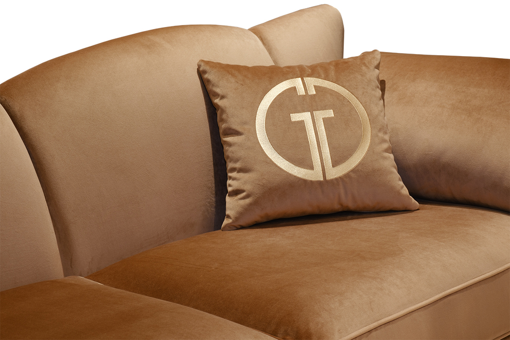 Диван Garda Decor Сиена (Siena) трехм.без мех.,велюр коричневый Colt004 228*92*92 см