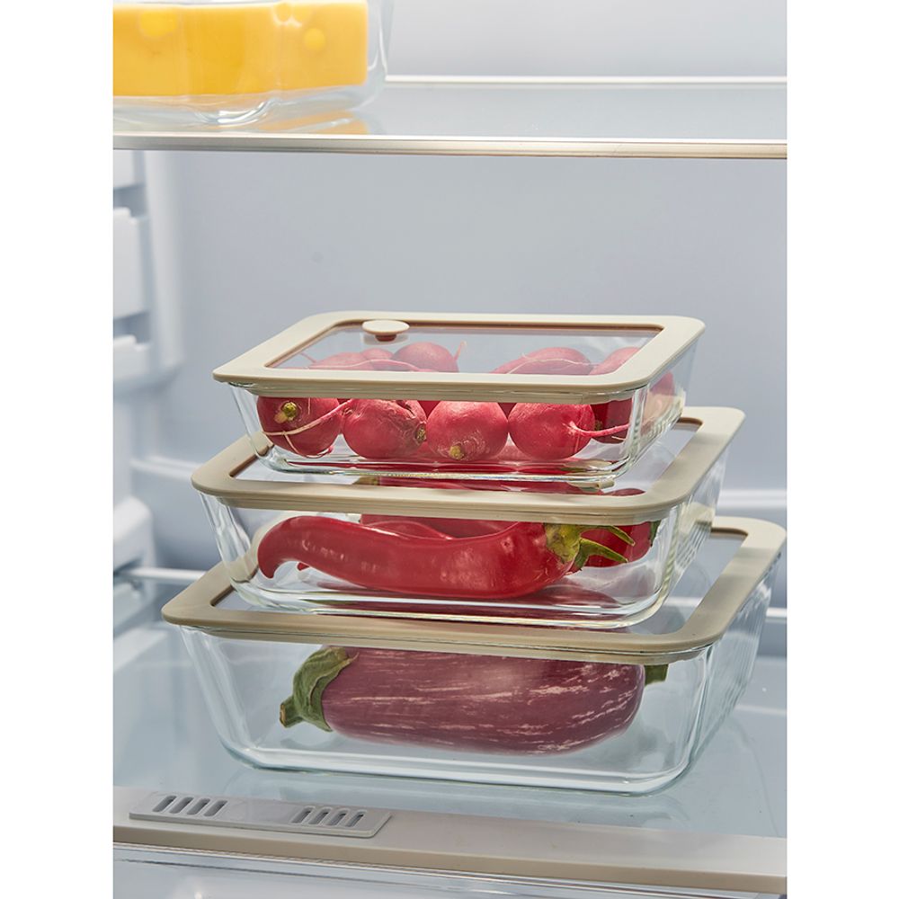 Контейнер для запекания и хранения с вакуумным эффектом Vacuum Glass, 1,4 л, светло-серый