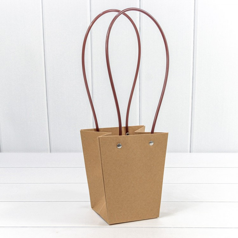 Пакет подарочный 15.5х13х9.5см Ваза для цветов (Крафт)