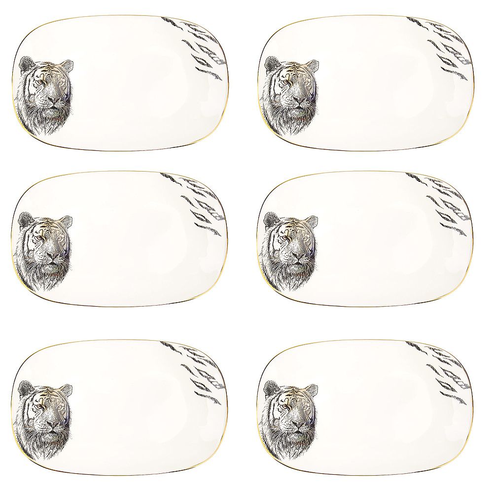Блюдо сервировочное (с элементами золота) "Саванна/Тигр" 25*16*3см. (min6) (транспортная упаковка)