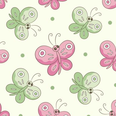 Розовые и зеленые бабочки