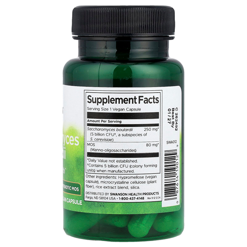 Swanson Vitamins, сахаромицеты Буларди с пребиотиком МОС, 30 веганских капсул