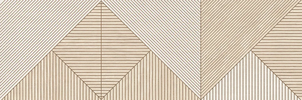 Настенная плитка Alma Ceramica TWU3090PAT47R Patio 30x90 бежевая / белая матовая / рельефная под дерево / геометрия