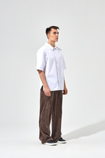 Рубашка унисекс с отложным воротником белая, короткий рукав