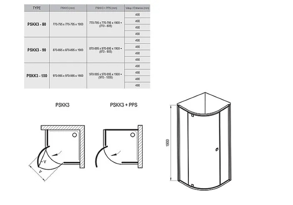 Душевой уголок Ravak Pivot PSKK3 80x80 37644101Z1 профиль Белый стекло Transparent