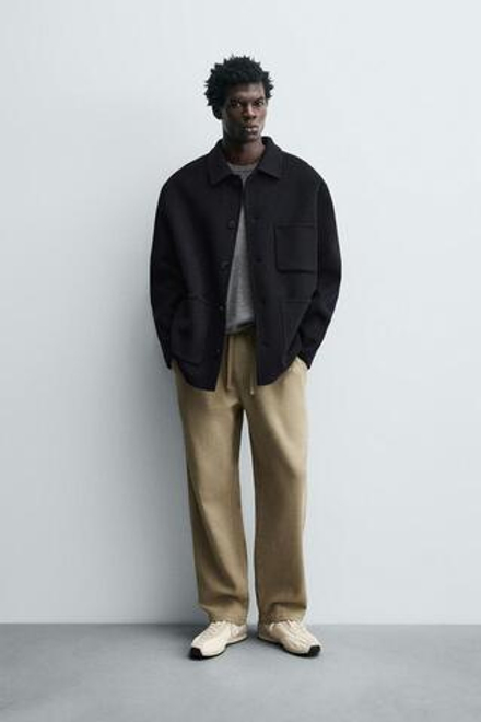 ZARA БРЮКИ RELAXED FIT С РЕЛЬЕФНОЙ СТРУКТУРОЙ, РЫЖЕВАТО-КОРИЧНЕВЫЙ